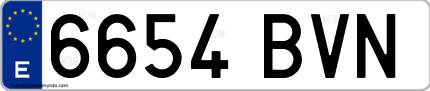 Ejemplo de matrícula de coche ordinaria 6654 BVN