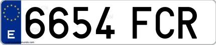Ejemplo de matrícula española 6654 FCR