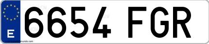 Ejemplo de matrícula española 6654 FGR