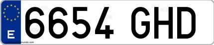 Ejemplo de matrícula española 6654 GHD