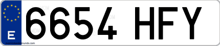 Ejemplo de matrícula de coche ordinaria 6654 HFY