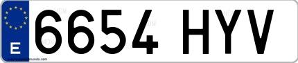 Ejemplo de matrícula española 6654 HYV