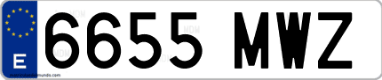 Ejemplo de matrícula de coche ordinaria 6655 MWZ