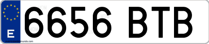 Ejemplo de matrícula de coche ordinaria 6656 BTB