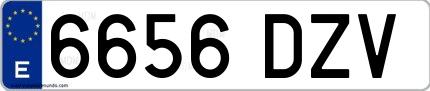Ejemplo de matrícula española 6656 DZV