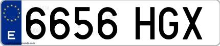 Ejemplo de matrícula española 6656 HGX