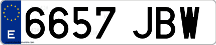 Ejemplo de matrícula de coche ordinaria 6657 JBW