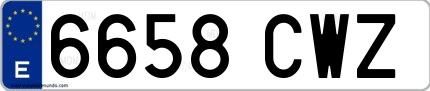 Ejemplo de matrícula española 6658 CWZ