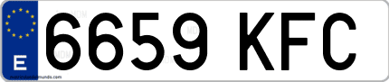 Ejemplo de matrícula de coche ordinaria 6659 KFC