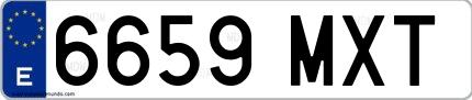 Ejemplo de matrícula española 6659 MXT