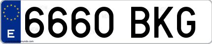 Ejemplo de matrícula de coche ordinaria 6660 BKG