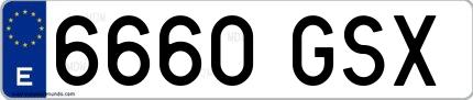 Ejemplo de matrícula española 6660 GSX
