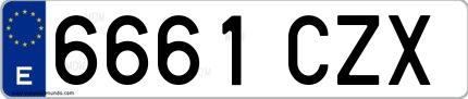 Ejemplo de matrícula española 6661 CZX