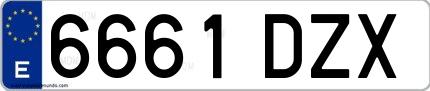 Ejemplo de matrícula española 6661 DZX