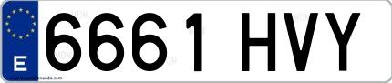 Ejemplo de matrícula española 6661 HVY