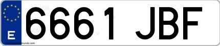 Ejemplo de matrícula española 6661 JBF