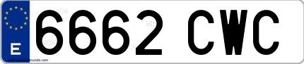 Ejemplo de matrícula española 6662 CWC