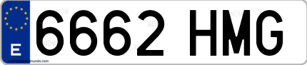 Ejemplo de matrícula de coche ordinaria 6662 HMG