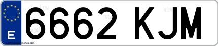 Ejemplo de matrícula española 6662 KJM