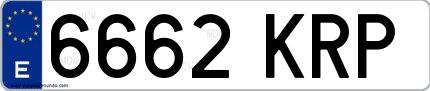 Ejemplo de matrícula española 6662 KRP