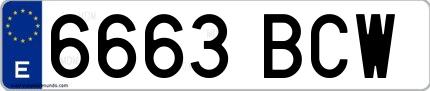 Ejemplo de matrícula española 6663 BCW