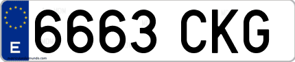 Ejemplo de matrícula de coche ordinaria 6663 CKG