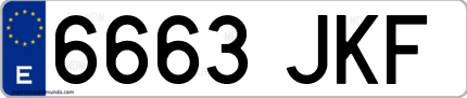 Ejemplo de matrícula de coche ordinaria 6663 JKF