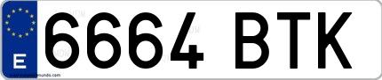 Ejemplo de matrícula española 6664 BTK