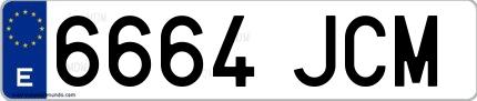 Ejemplo de matrícula española 6664 JCM