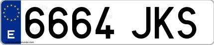 Ejemplo de matrícula española 6664 JKS