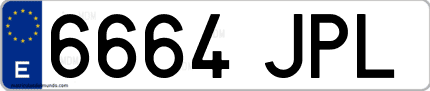 Ejemplo de matrícula de coche ordinaria 6664 JPL