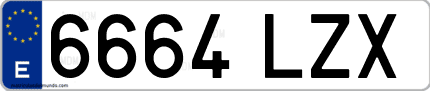 Ejemplo de matrícula de coche ordinaria 6664 LZX