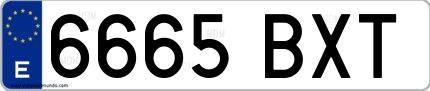 Ejemplo de matrícula española 6665 BXT