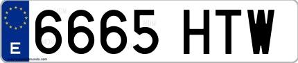 Ejemplo de matrícula española 6665 HTW