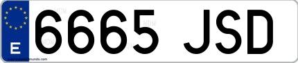 Ejemplo de matrícula española 6665 JSD