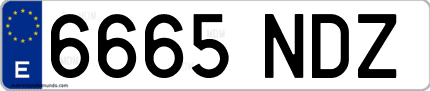 Ejemplo de matrícula de coche ordinaria 6665 NDZ
