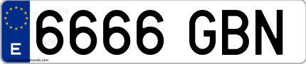 Ejemplo de matrícula de coche ordinaria 6666 GBN