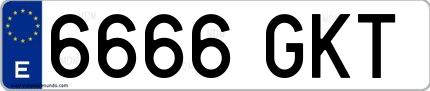 Ejemplo de matrícula española 6666 GKT
