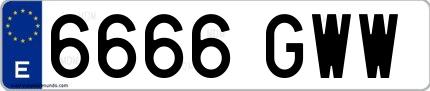 Ejemplo de matrícula española 6666 GWW