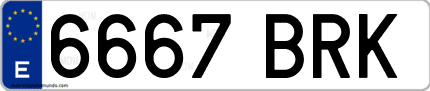 Ejemplo de matrícula de coche ordinaria 6667 BRK