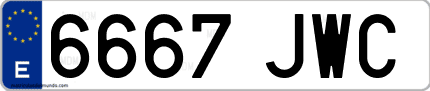 Ejemplo de matrícula de coche ordinaria 6667 JWC