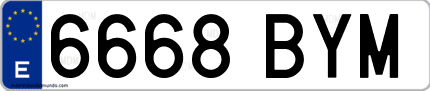 Ejemplo de matrícula de coche ordinaria 6668 BYM