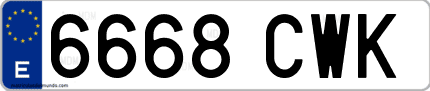 Ejemplo de matrícula de coche ordinaria 6668 CWK