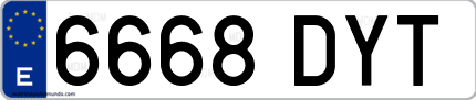 Ejemplo de matrícula de coche ordinaria 6668 DYT