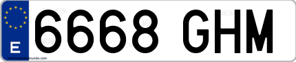 Ejemplo de matrícula de coche ordinaria 6668 GHM