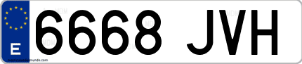 Ejemplo de matrícula de coche ordinaria 6668 JVH