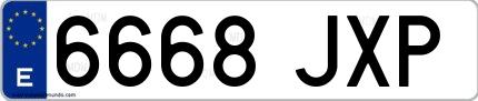 Ejemplo de matrícula española 6668 JXP