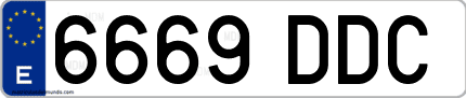 Ejemplo de matrícula de coche ordinaria 6669 DDC