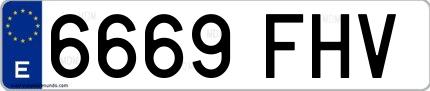 Ejemplo de matrícula española 6669 FHV