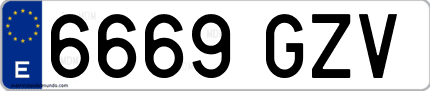 Ejemplo de matrícula de coche ordinaria 6669 GZV